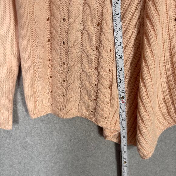 One The Land Sweater Medium Pink Cable Lace Up Back Flowy Feminine Twee Coquette - Picture 7 of 13